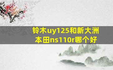 铃木uy125和新大洲本田ns110r哪个好