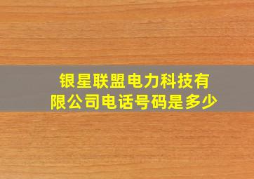 银星联盟电力科技有限公司电话号码是多少