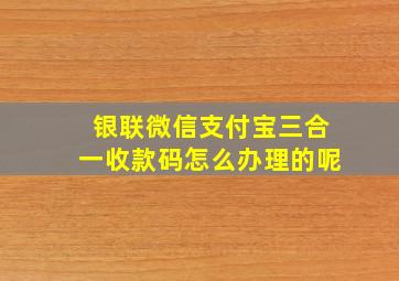 银联微信支付宝三合一收款码怎么办理的呢