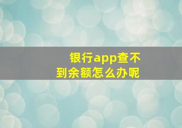 银行app查不到余额怎么办呢