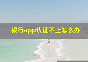 银行app认证不上怎么办