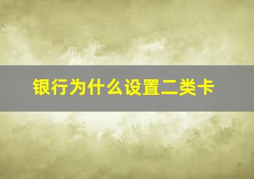 银行为什么设置二类卡