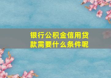 银行公积金信用贷款需要什么条件呢