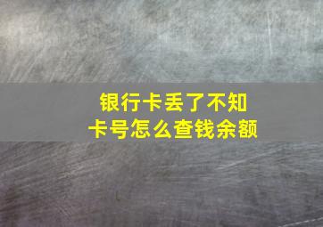 银行卡丢了不知卡号怎么查钱余额