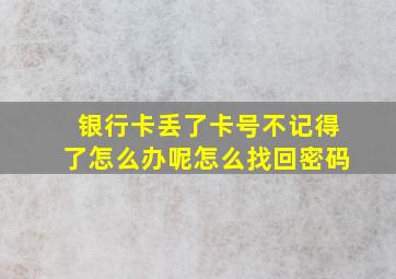 银行卡丢了卡号不记得了怎么办呢怎么找回密码