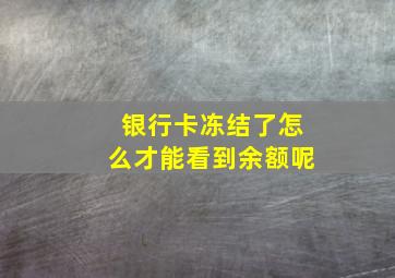 银行卡冻结了怎么才能看到余额呢