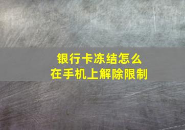 银行卡冻结怎么在手机上解除限制