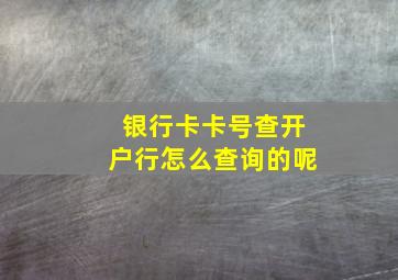 银行卡卡号查开户行怎么查询的呢