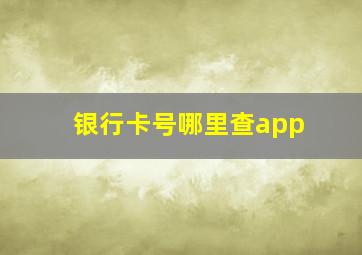 银行卡号哪里查app