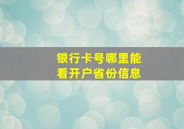 银行卡号哪里能看开户省份信息