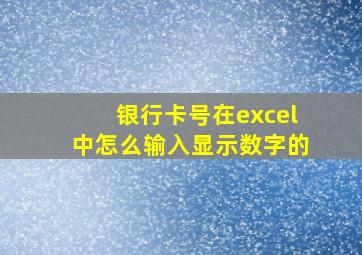 银行卡号在excel中怎么输入显示数字的