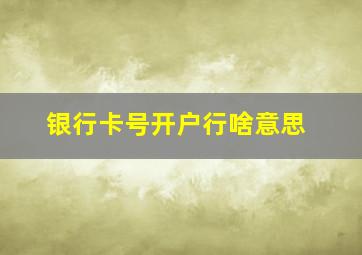 银行卡号开户行啥意思