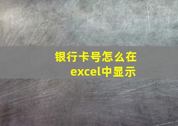 银行卡号怎么在excel中显示