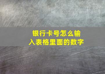 银行卡号怎么输入表格里面的数字