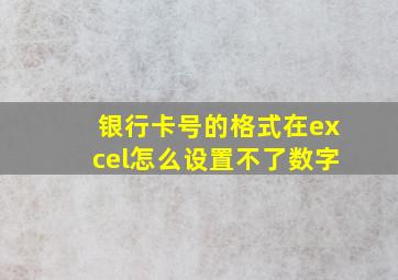 银行卡号的格式在excel怎么设置不了数字