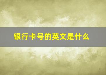 银行卡号的英文是什么