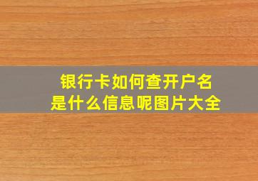 银行卡如何查开户名是什么信息呢图片大全