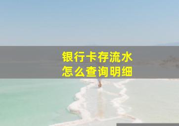 银行卡存流水怎么查询明细