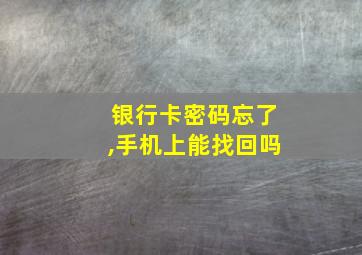 银行卡密码忘了,手机上能找回吗