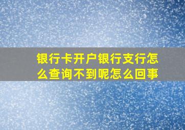 银行卡开户银行支行怎么查询不到呢怎么回事