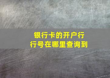 银行卡的开户行行号在哪里查询到