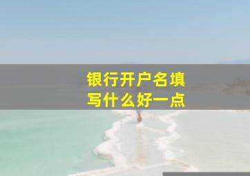 银行开户名填写什么好一点