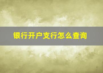 银行开户支行怎么查询