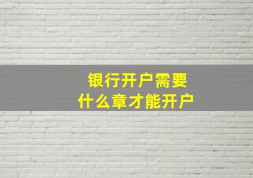 银行开户需要什么章才能开户