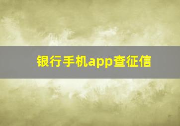 银行手机app查征信