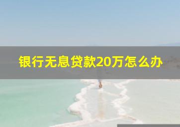 银行无息贷款20万怎么办