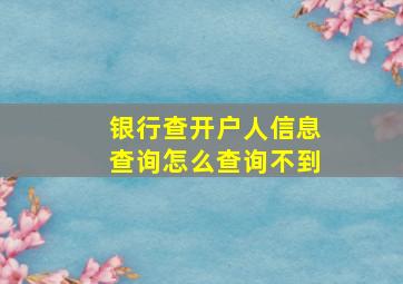 银行查开户人信息查询怎么查询不到