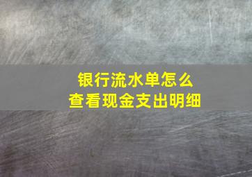 银行流水单怎么查看现金支出明细