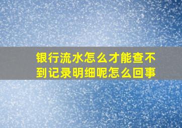 银行流水怎么才能查不到记录明细呢怎么回事