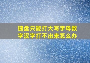 键盘只能打大写字母数字汉字打不出来怎么办