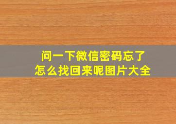 问一下微信密码忘了怎么找回来呢图片大全