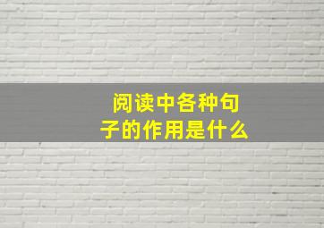 阅读中各种句子的作用是什么