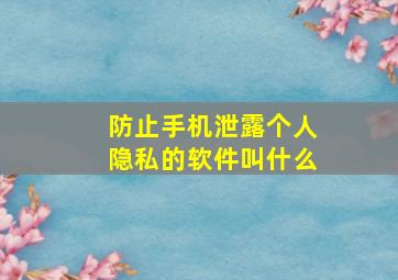 防止手机泄露个人隐私的软件叫什么