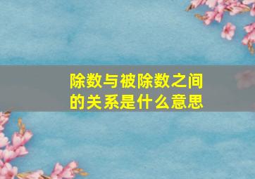 除数与被除数之间的关系是什么意思