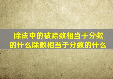 除法中的被除数相当于分数的什么除数相当于分数的什么