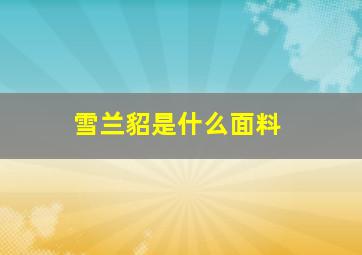 雪兰貂是什么面料