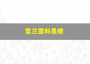 雪兰面料是啥