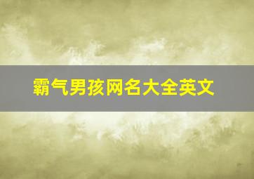 霸气男孩网名大全英文