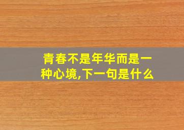 青春不是年华而是一种心境,下一句是什么