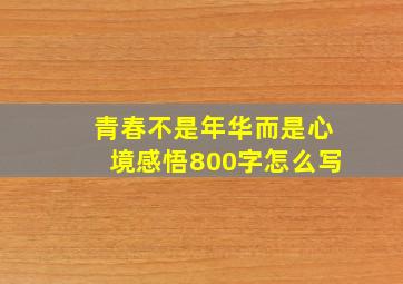 青春不是年华而是心境感悟800字怎么写