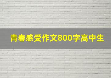 青春感受作文800字高中生