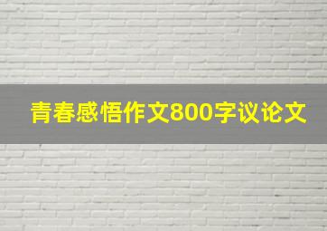 青春感悟作文800字议论文