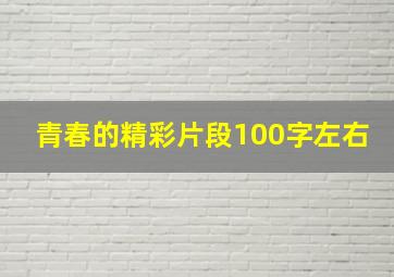 青春的精彩片段100字左右