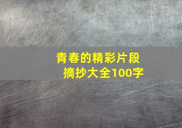 青春的精彩片段摘抄大全100字