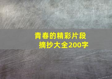 青春的精彩片段摘抄大全200字