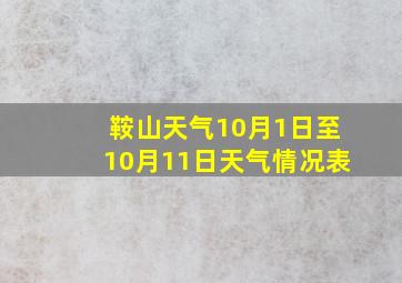 鞍山天气10月1日至10月11日天气情况表